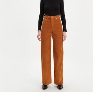 Levis Ribcage Wide Leg Carmel Cafe Cord Corduroy Pant size 25.